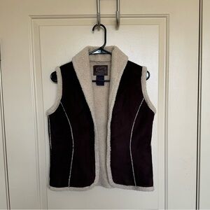 Ralph Lauren Brown Faux Suede and Cream Sherpa vest Size S